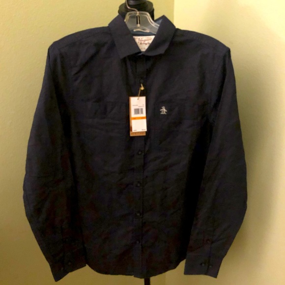 NEW PENGUIN Heritage Slim Fit Evening Blue Shirt-S - Picture 3 of 8